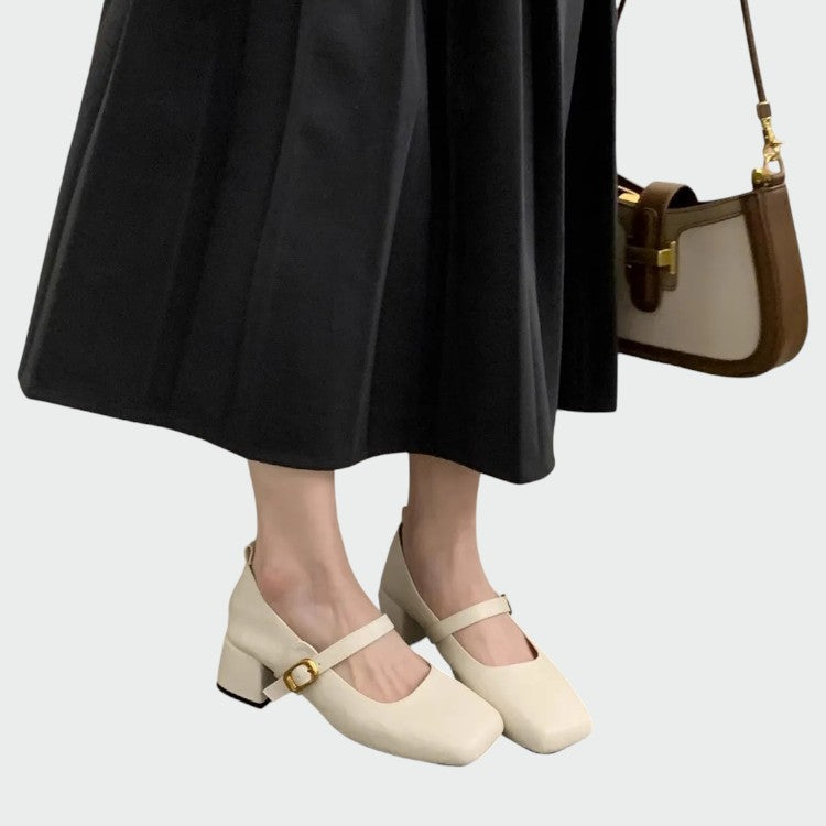 Mia | Elegant Square Tip High Heeled Mary Jane Shoes