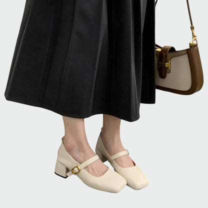 Mia | Elegant Square Tip High Heeled Mary Jane Shoes