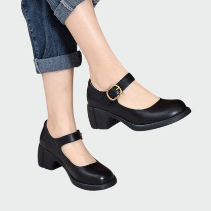 Mia | Elegant Two-Tone Chunky-Heel Women's Shoes