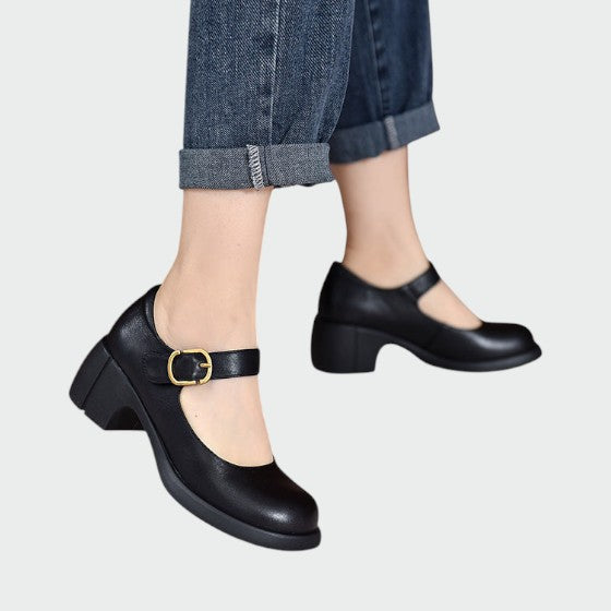 Mia | Elegant Two-Tone Chunky-Heel Women's Shoes