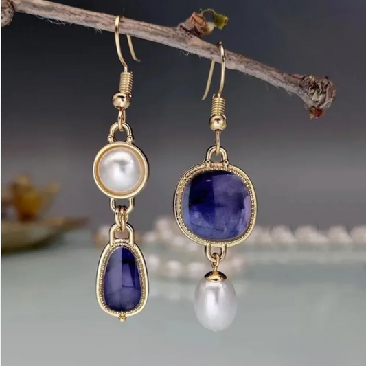 Mia | Elegant Vintage Blue Stone Earrings for Women
