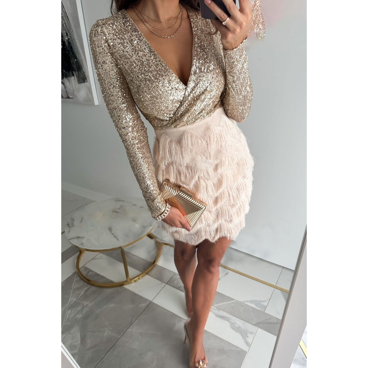 Mia | Glamorous Sequin Wrap Mini Dress