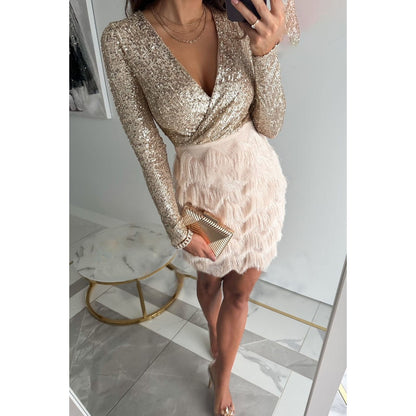 Mia | Glamorous Sequin Wrap Mini Dress