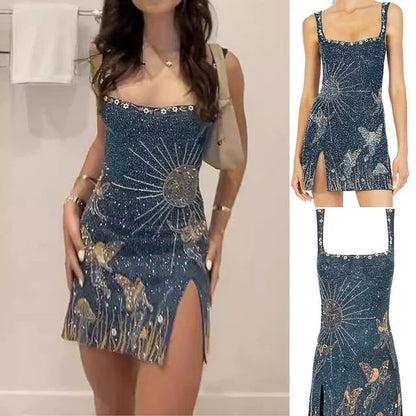 Mia | Glamorous Sequined Mini Cocktail Dress with Slit