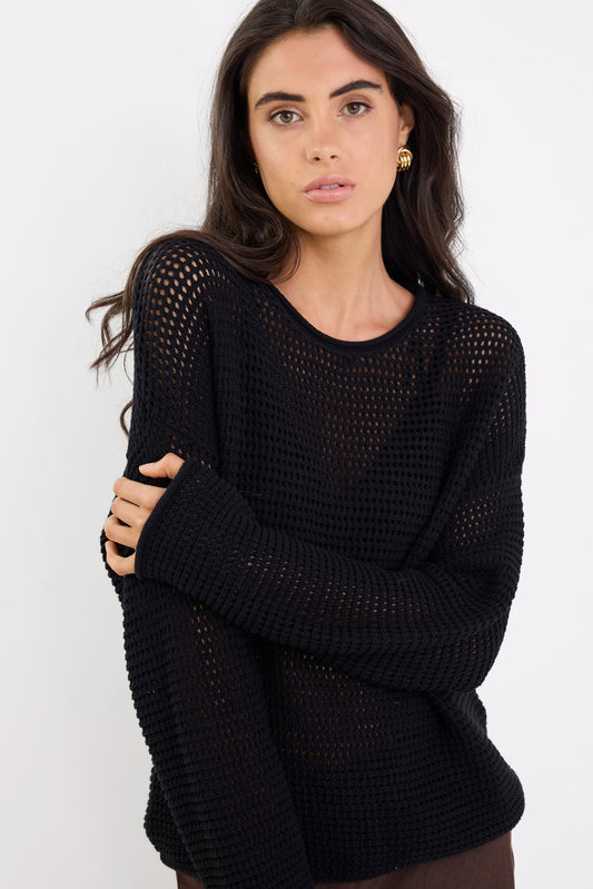 Mia | Lightweight Relaxed Fit Crochet Knit Jumper