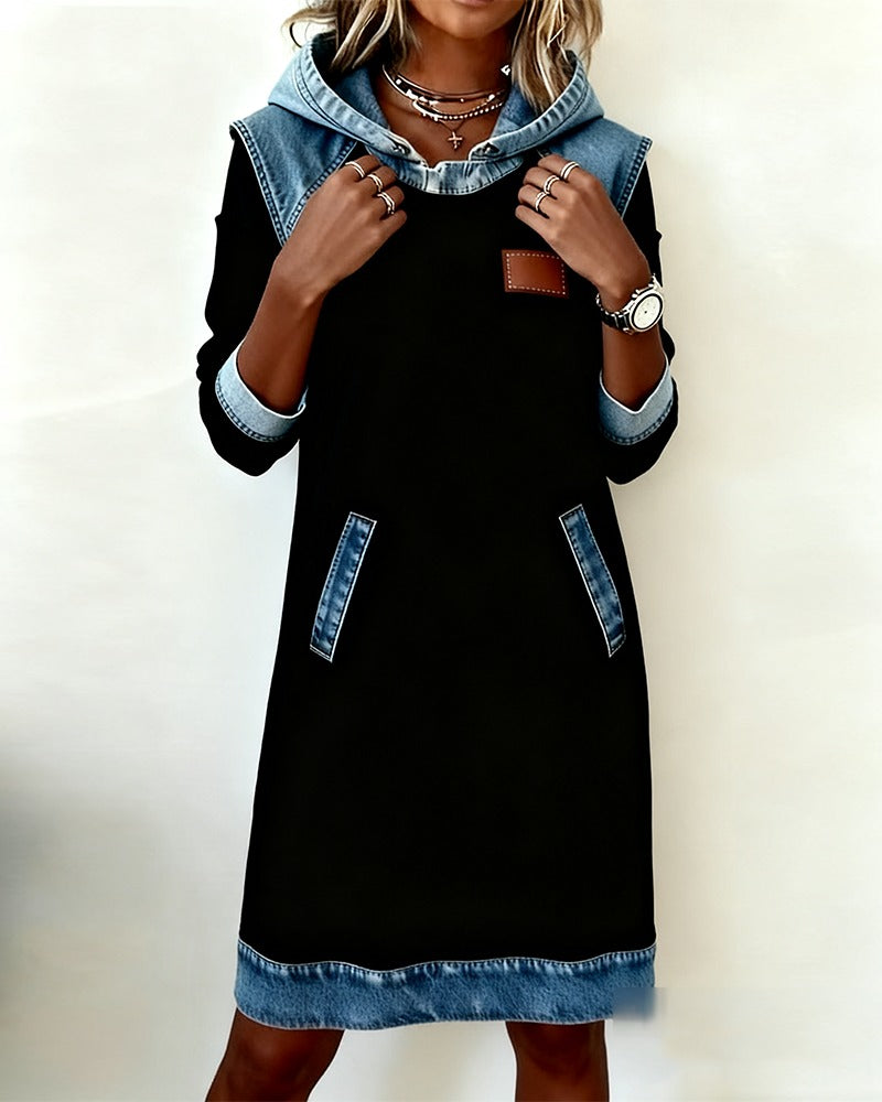 Mia | Modern Casual Denim Hooded Dress