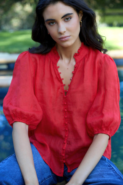 Mia | Modern High Neck Buttoned Top