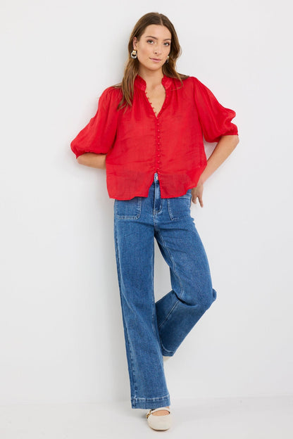 Mia | Modern High Neck Buttoned Top