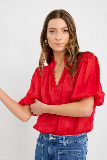 Mia | Modern High Neck Buttoned Top