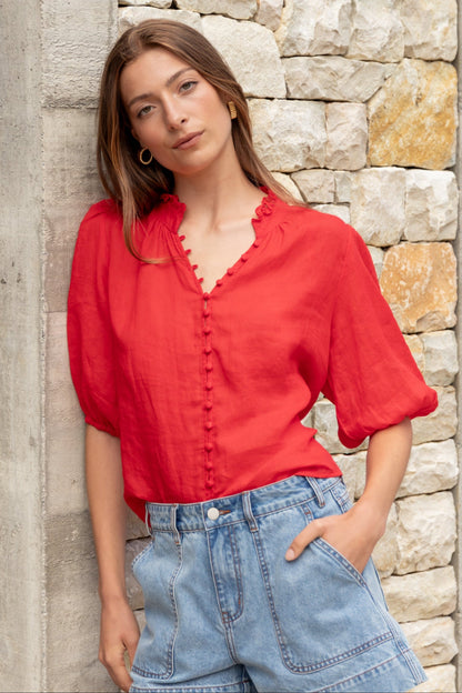 Mia | Modern High Neck Buttoned Top