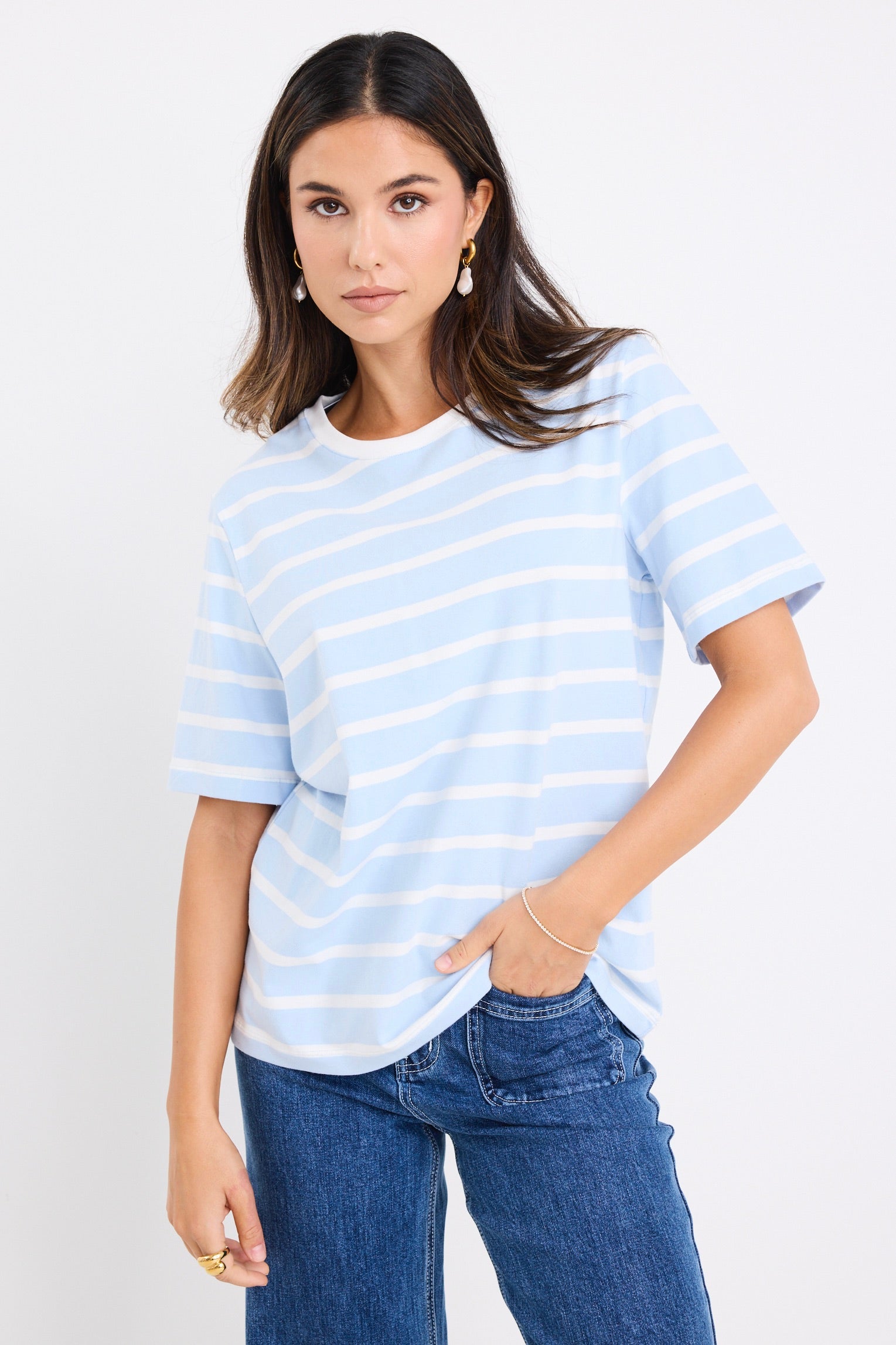 Mia | Playful Boxy Fit Striped Tee