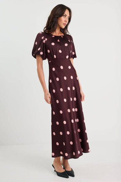 Mia | Playful Elegant Satin Maxi Dress