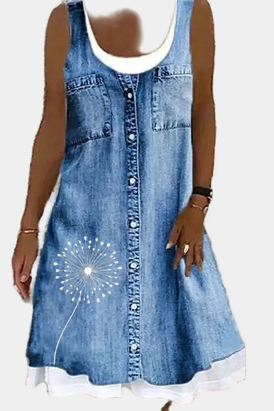 Mia | Playful Sleeveless Denim A-Line Dress