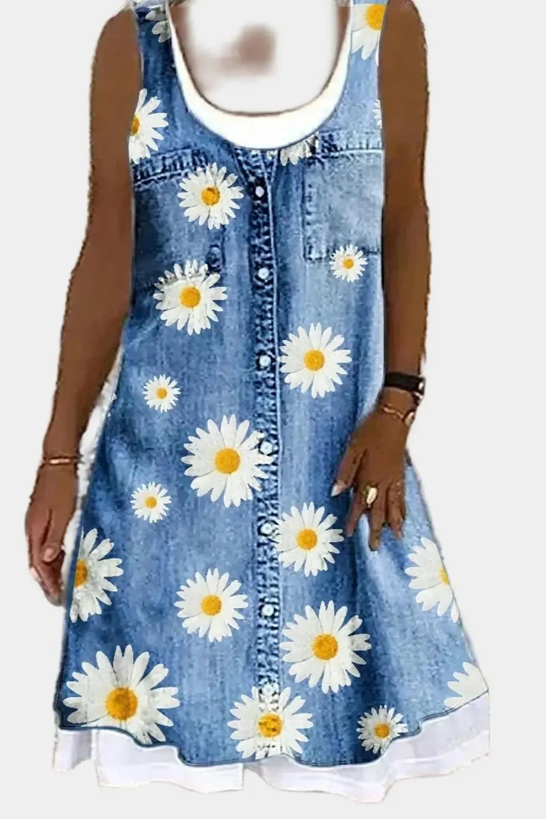 Mia | Playful Sleeveless Denim A-Line Dress