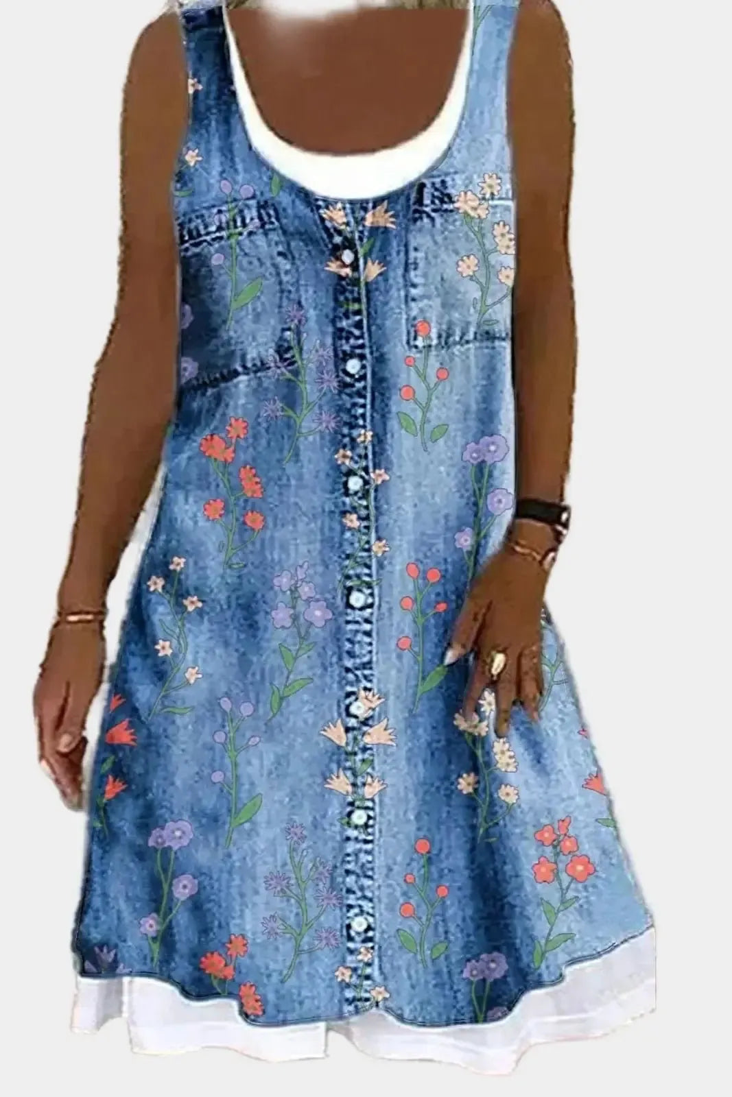 Mia | Playful Sleeveless Denim A-Line Dress