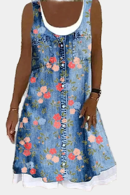 Mia | Playful Sleeveless Denim A-Line Dress
