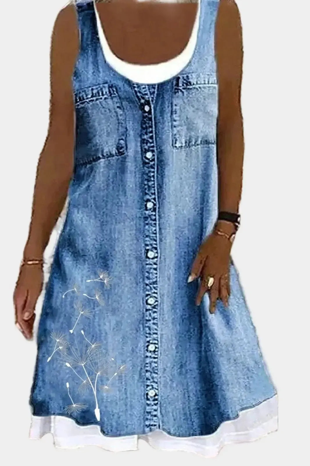 Mia | Playful Sleeveless Denim A-Line Dress
