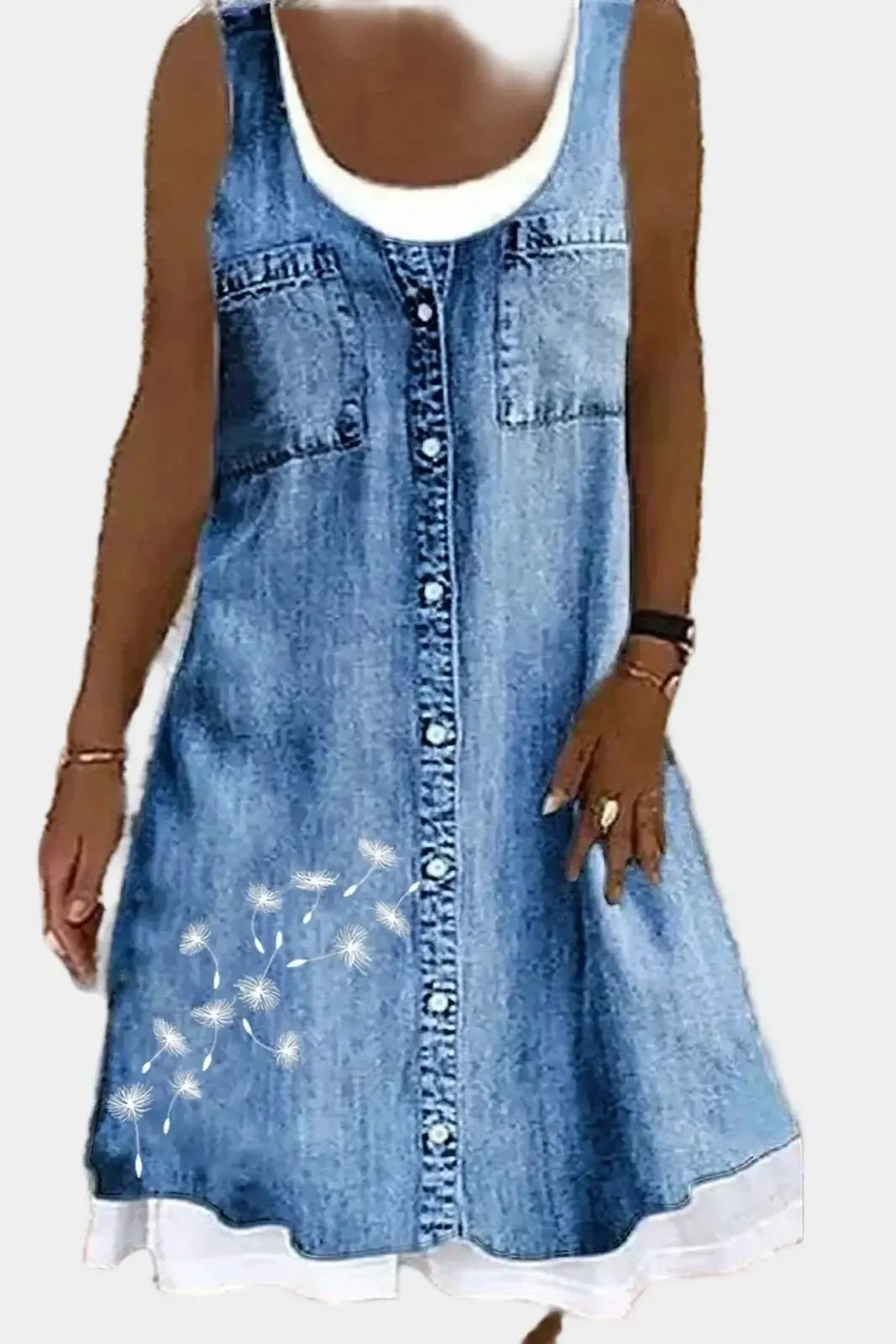 Mia | Playful Sleeveless Denim A-Line Dress