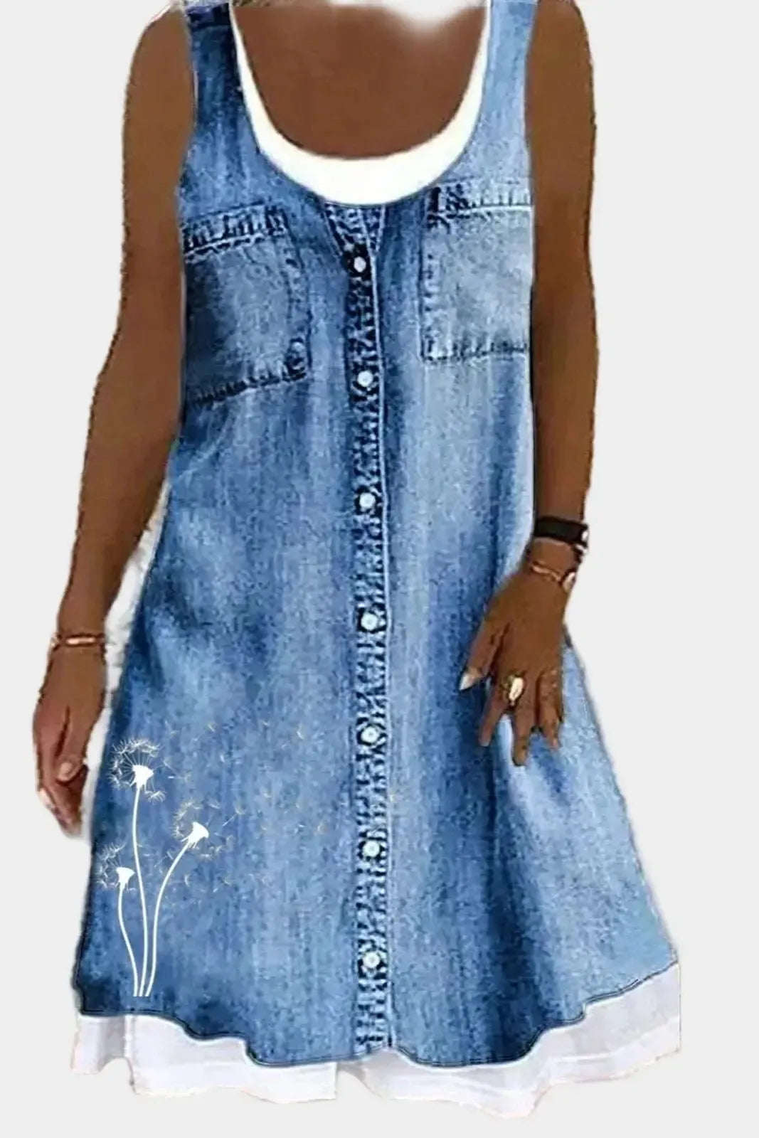 Mia | Playful Sleeveless Denim A-Line Dress
