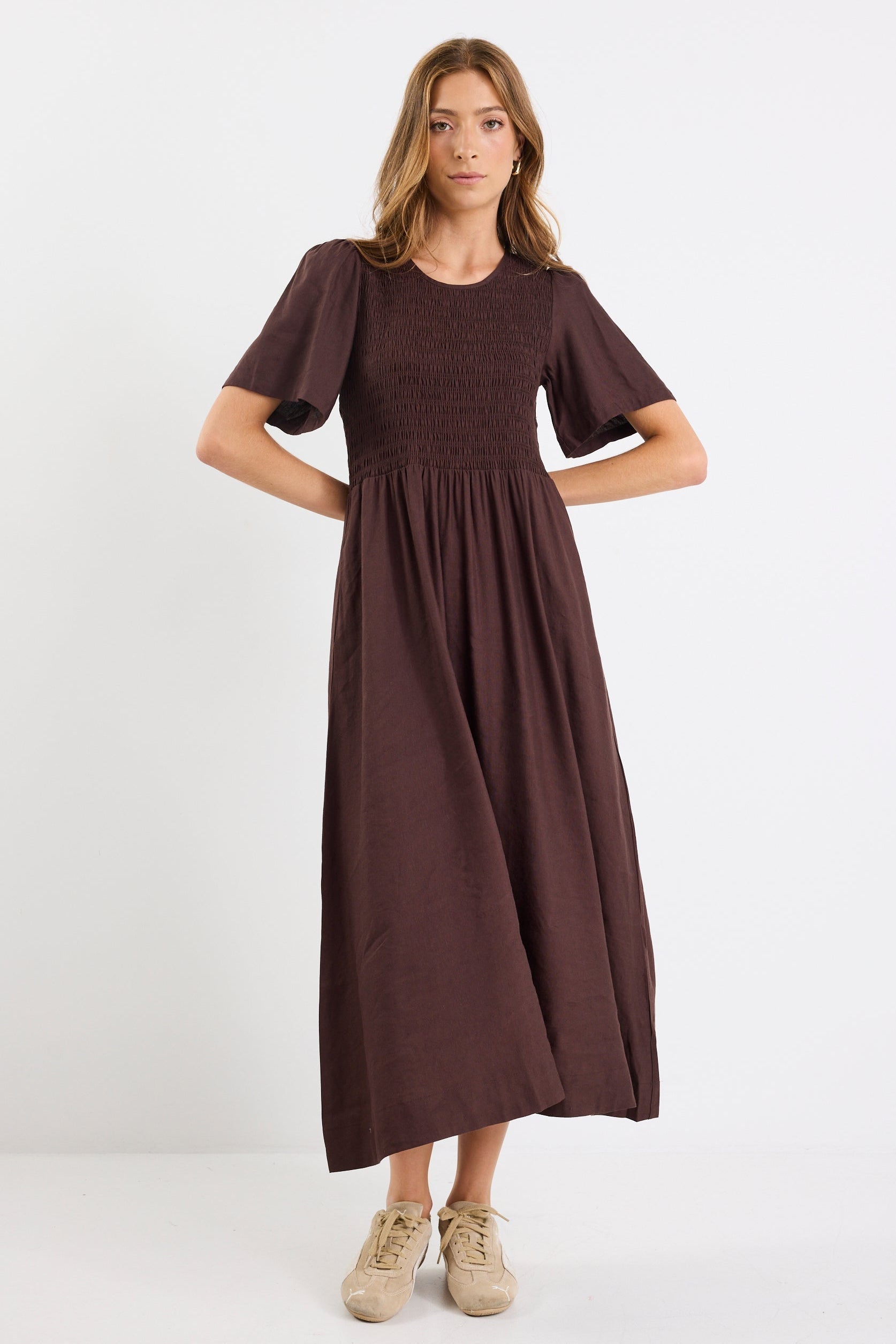 Mia | Relaxed Chocolate Midi Dress