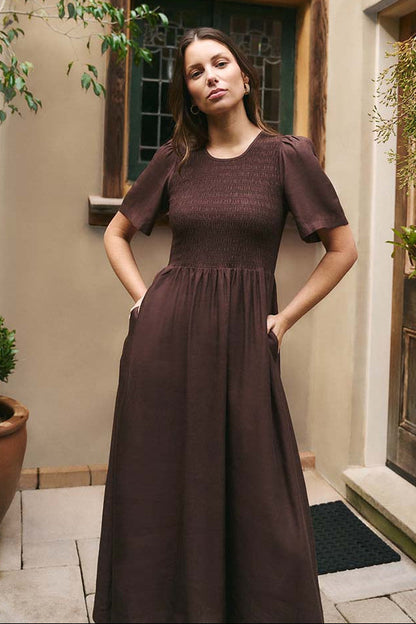 Mia | Relaxed Chocolate Midi Dress
