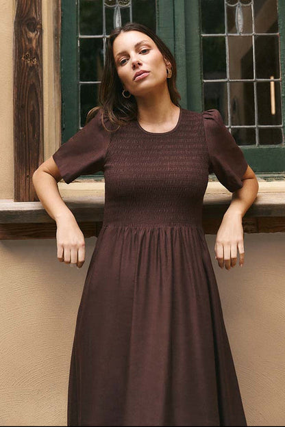 Mia | Relaxed Chocolate Midi Dress