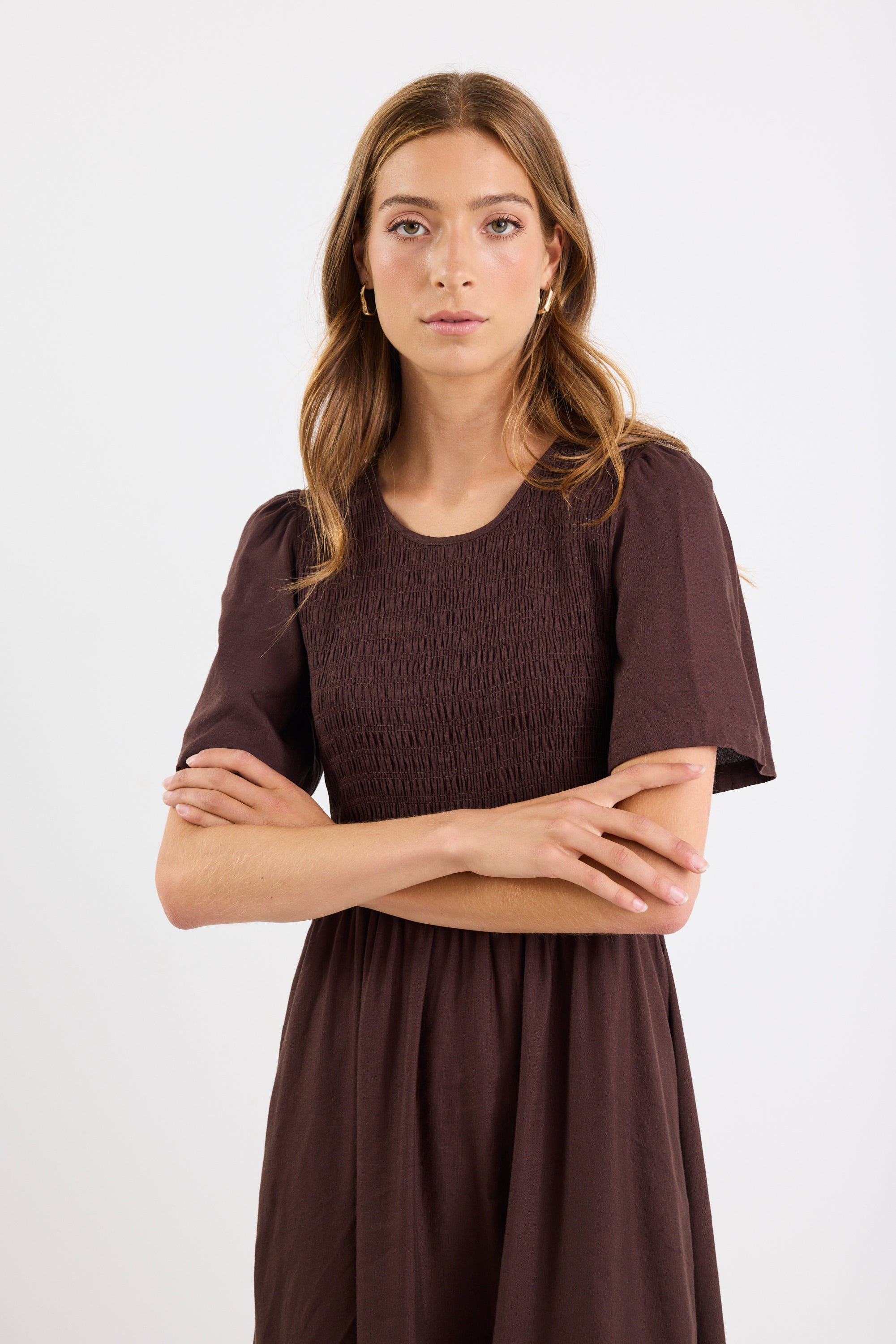 Mia | Relaxed Chocolate Midi Dress