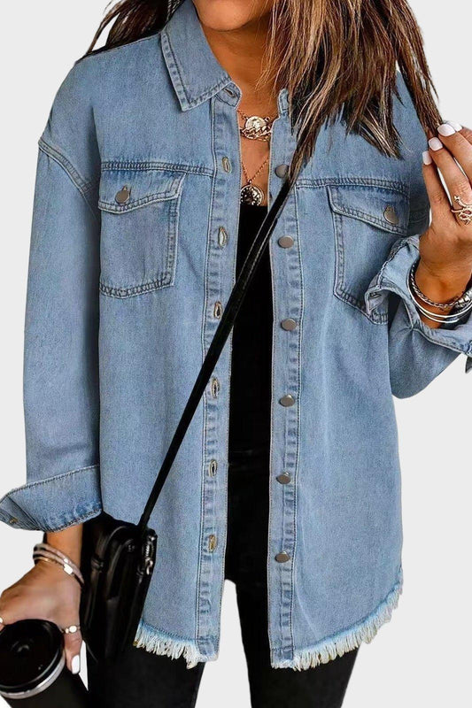 Mia | Relaxed Denim Jacket for Women with Raw Hem
