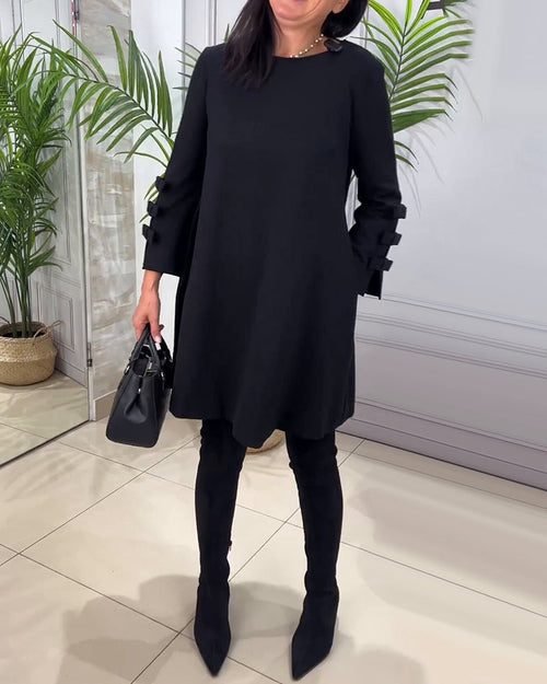 Mia | Relaxed Long Sleeve Swing Mini Dress