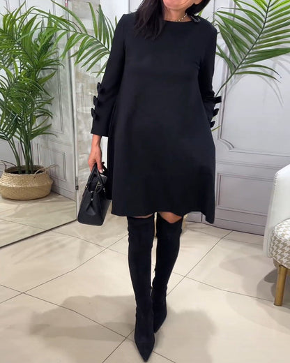 Mia | Relaxed Long Sleeve Swing Mini Dress