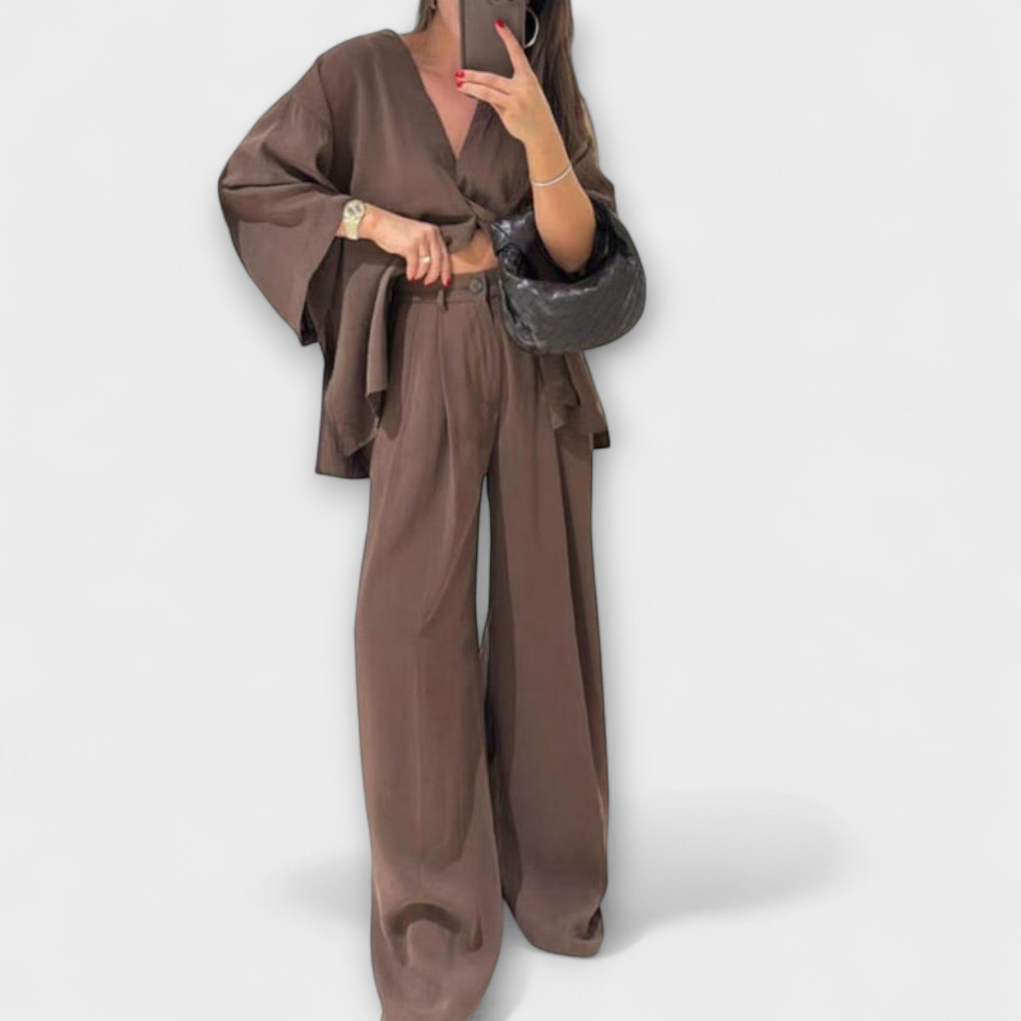 Mia | Stylish Casual V-Neck Top and Pants Set