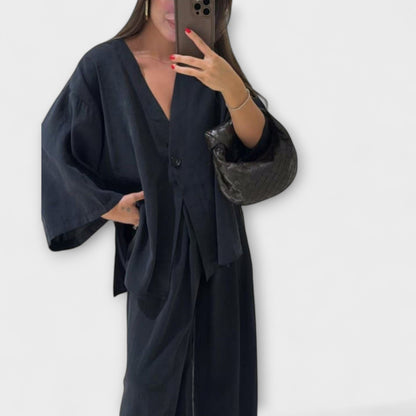 Mia | Stylish Casual V-Neck Top and Pants Set