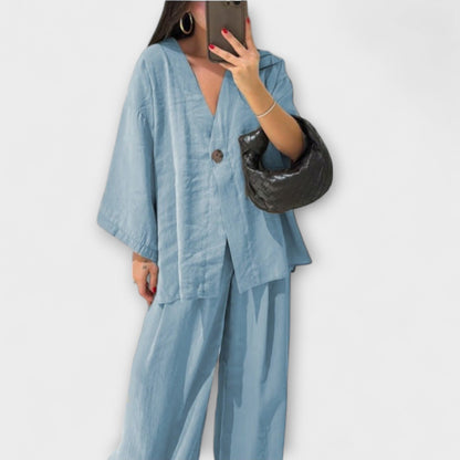 Mia | Stylish Casual V-Neck Top and Pants Set
