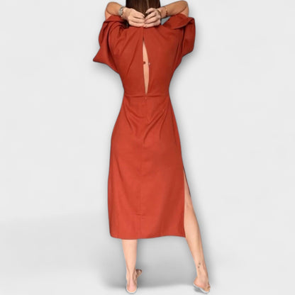 Mia | Stylish Casual V-neck Dress with Tie