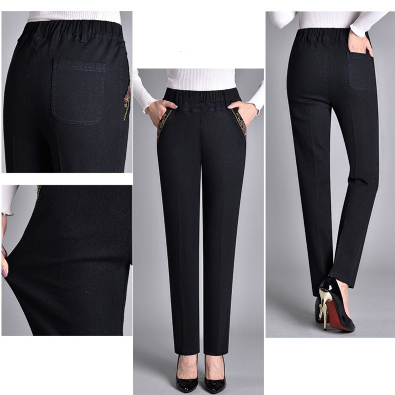 Mia | Stylish Elastic Waist Black Women's Jeans