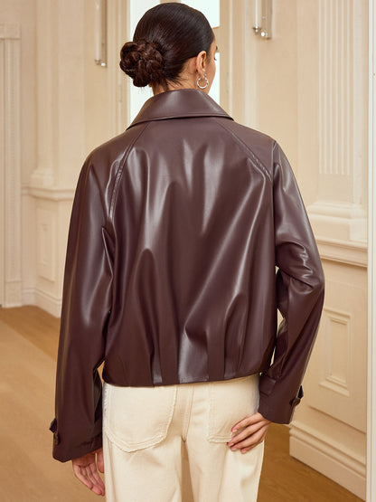 Mia | Stylish Long Sleeve Faux Leather Jacket