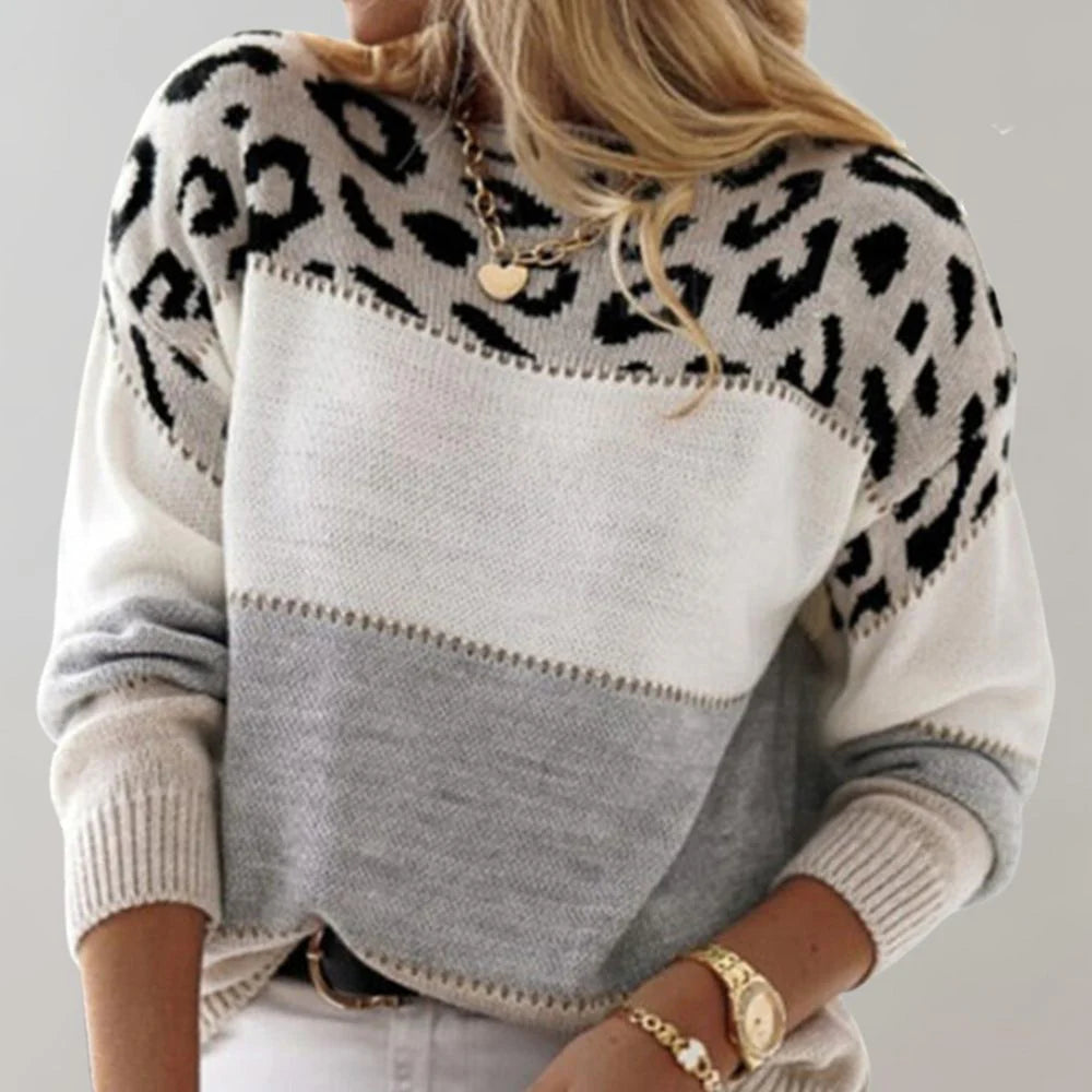 Mia | Stylish Relaxed Leopard Print Womens Sweater