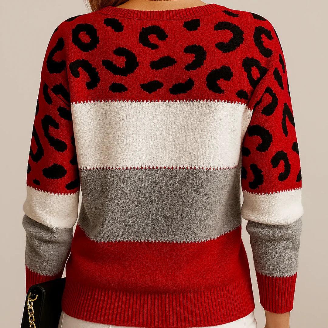 Mia | Stylish Relaxed Leopard Print Womens Sweater