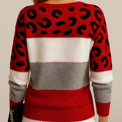 Mia | Stylish Relaxed Leopard Print Womens Sweater