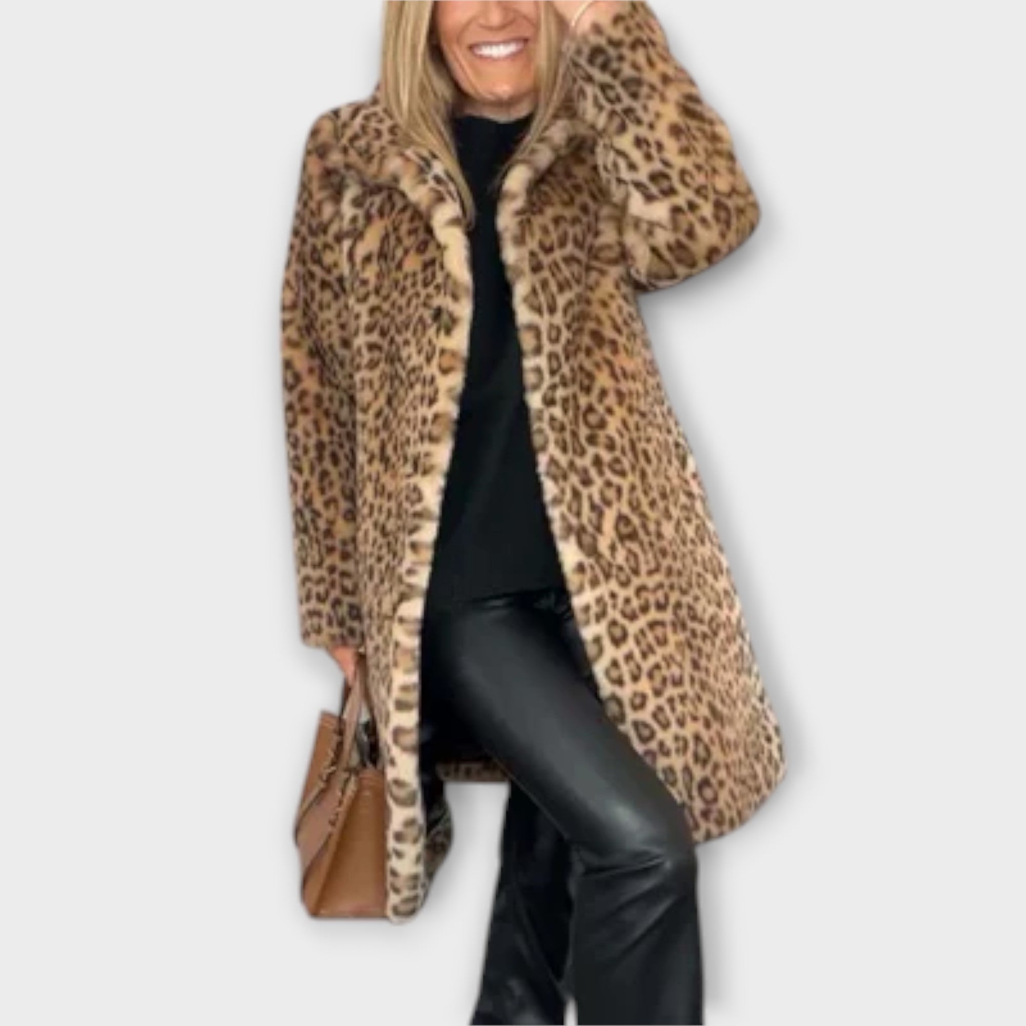 Mia | Stylish Warm Leopard Print Faux Fur Coat