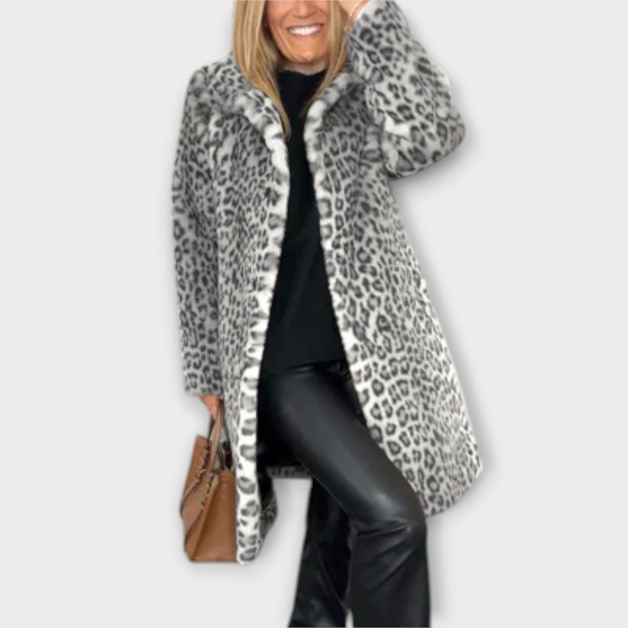 Mia | Stylish Warm Leopard Print Faux Fur Coat