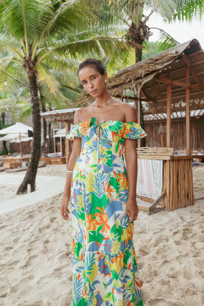Mia | Vibrant Off Shoulder Maxi Dress