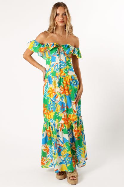 Mia | Vibrant Off Shoulder Maxi Dress