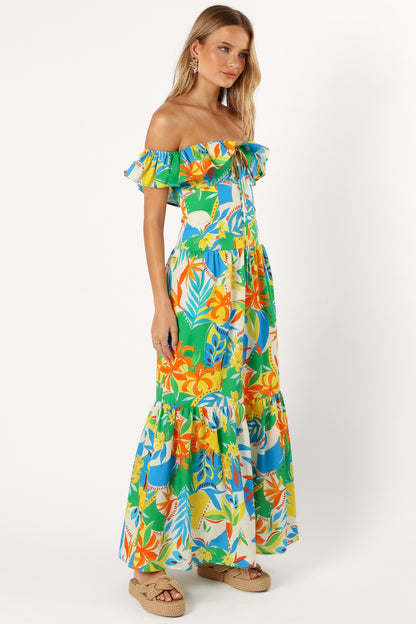 Mia | Vibrant Off Shoulder Maxi Dress