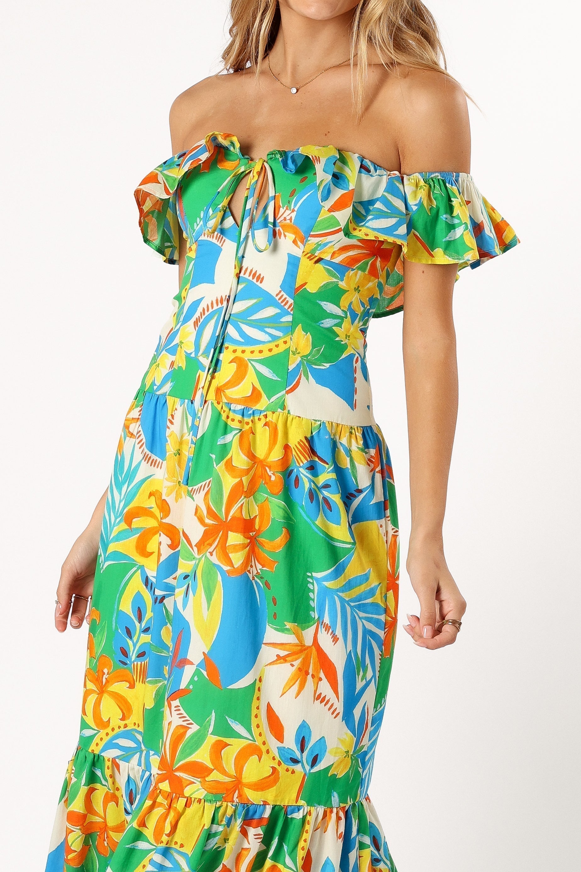 Mia | Vibrant Off Shoulder Maxi Dress