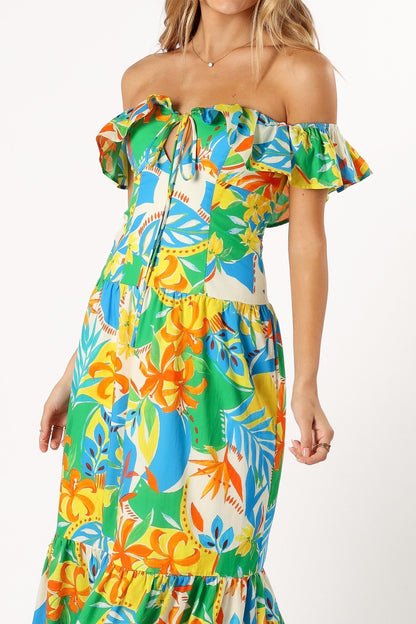 Mia | Vibrant Off Shoulder Maxi Dress