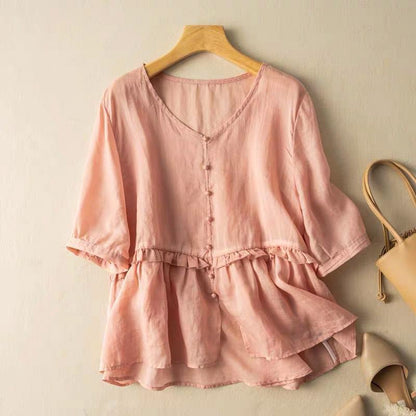 Esme | Elegant Cotton-Linen Blouse