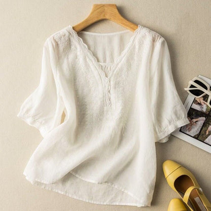 Odette | Elegant Cotton-Linen Blouse