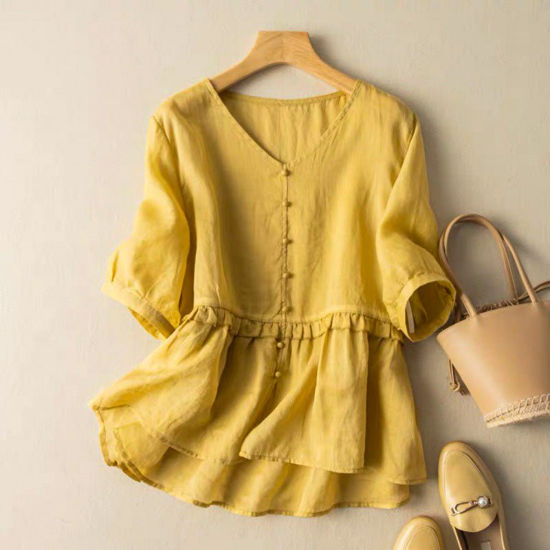 Esme | Elegant Cotton-Linen Blouse