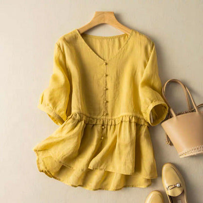 Esme | Elegant Cotton-Linen Blouse